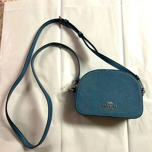 NWT Coach crossbody with blue leather and silver hardware